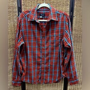 Marmot Plaid Flannel Button Up Shirt Women’s Medium Red Blue Outdoor Hiking